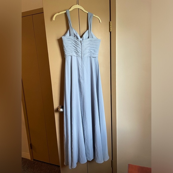 AZAZIE Kaitlynn Dusty Blue Empire Ruched Chiffon Convertible Dress - Picture 5 of 6